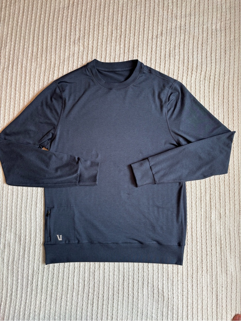 NWOT Men's Navy Crewneck Sweater Vouri with Zip Pocket